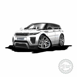 Range Rover Evoque Cartoon Caricature A4 Print in Fuji White Personalised Gift
